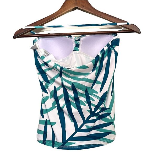 La Blanca Womens NWT Green Palm Leaf La Vista Bandini Halter Swimsuit Top Size 0 - Picture 12 of 12
